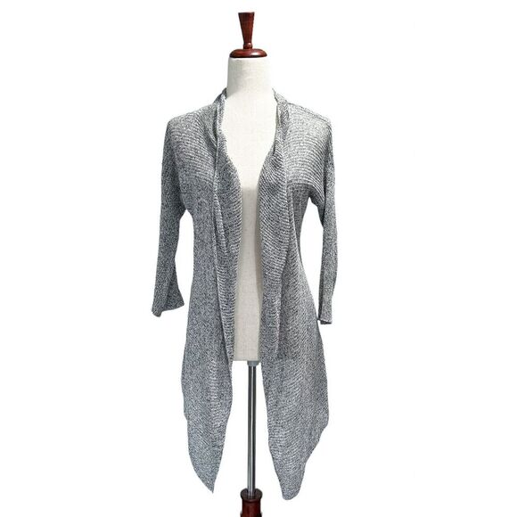Eileen Fisher Cardigan XS Extra Small Women's Gray 100% Linen Draped Open Front - Picture 1 of 9